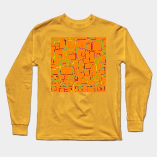 Rainbow Blocks on Orange Long Sleeve T-Shirt